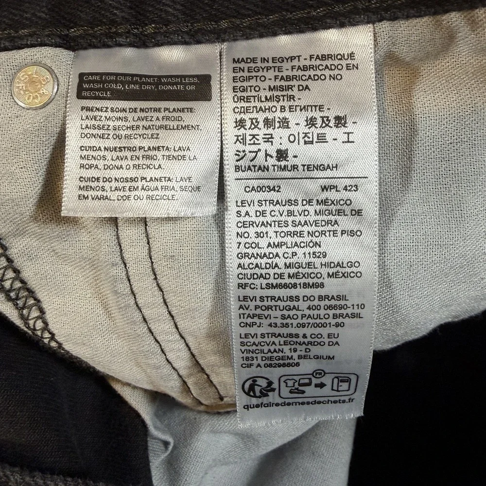 Levis 505 Straight Fit Black Denim Jeans Mens 36x30 Casual Pants 100% Cotton